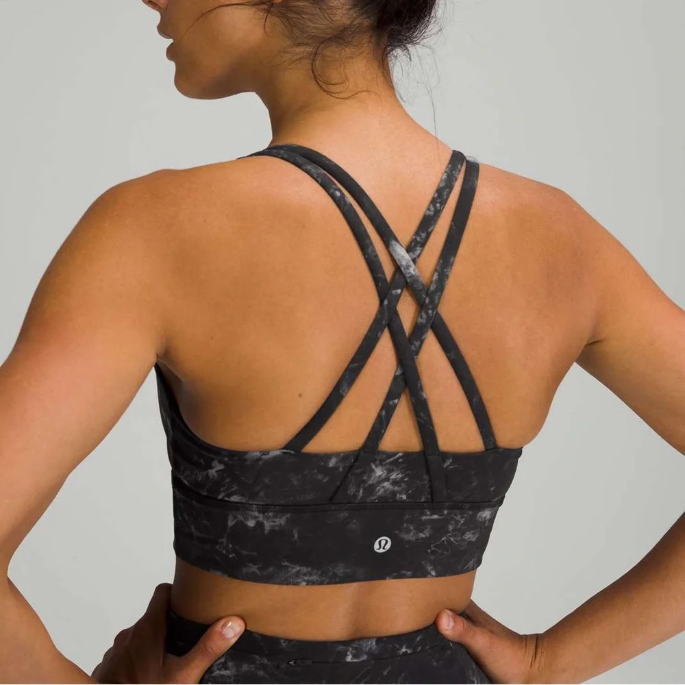 Lululemon Energy Bra Longline *Medium Support, B–D Cups Aquila Black Multi